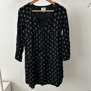 Old Navy Black Tunic Dress with White Floral Print